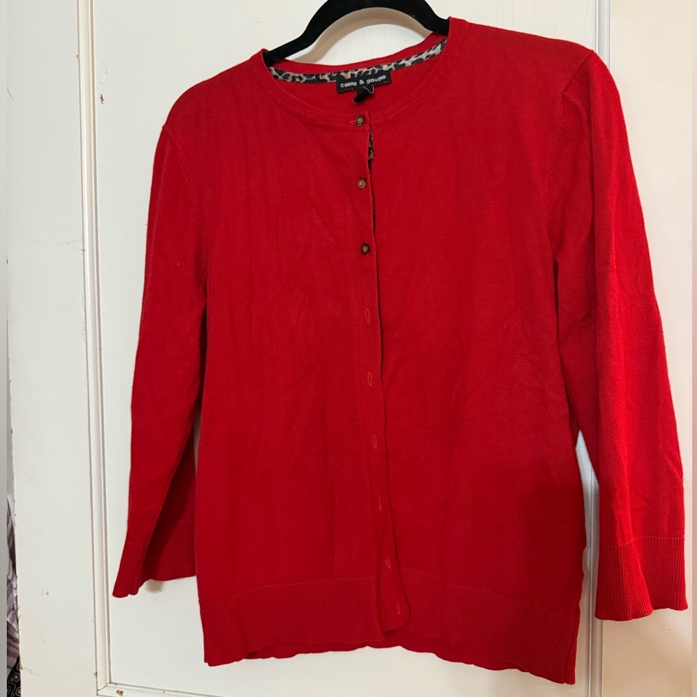 Cable & Gauge Vibrant Red Knit Cardigan